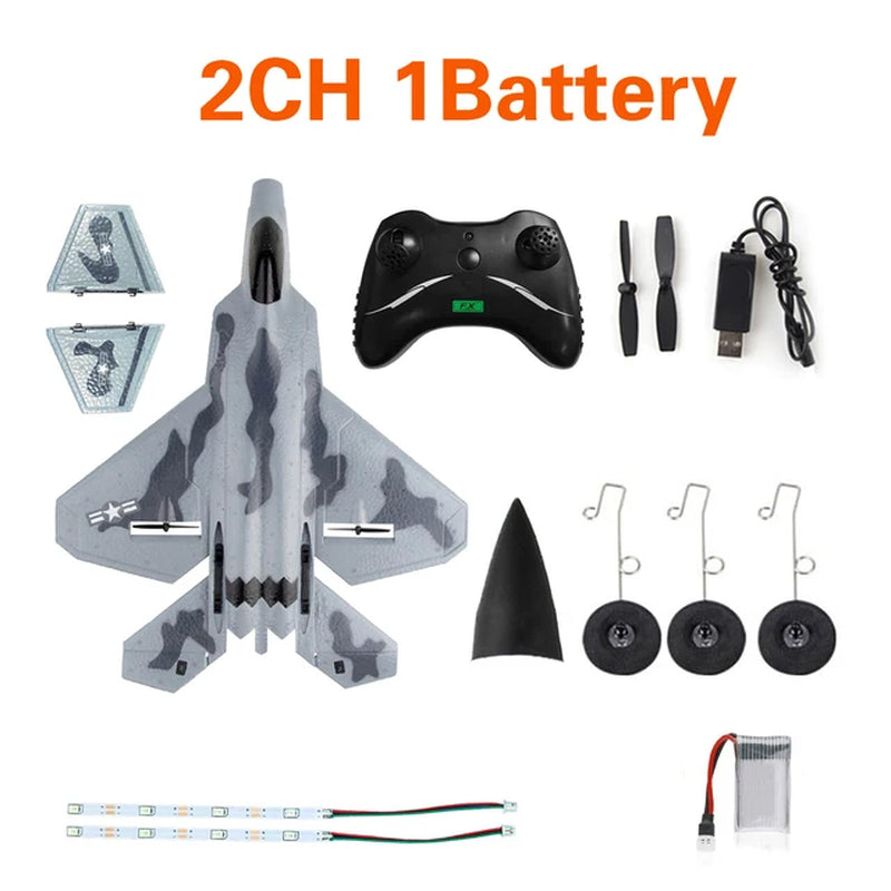 FX922 RC Plane 2.4G 2CH/4CH Remote Control Airplane F-22 Raptor Fighter EPP Foam Glider Aircraft Toys for Boys
